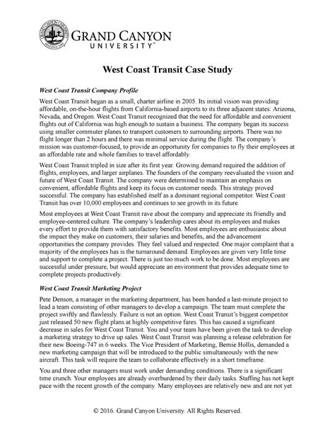 MGT 420 RS West Coast Transit Case Study West Coast Transit Case