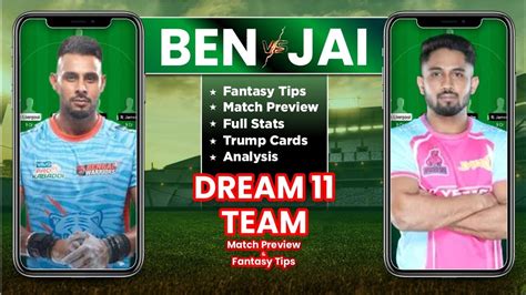 Ben Vs Jai Dream Kabaddi Team Today Prediction Jai Vs Ben Dream