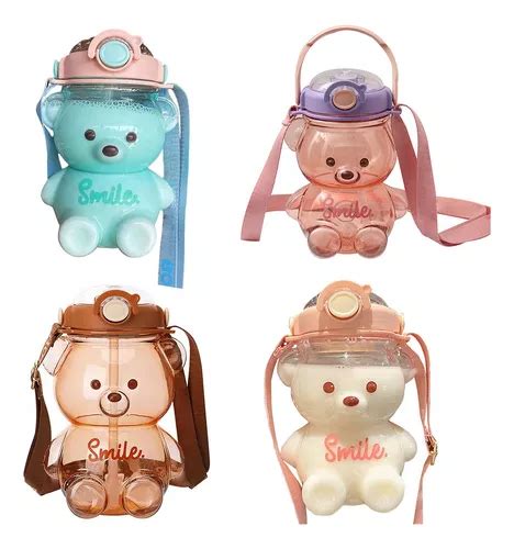 Botella De Agua Kawaii Bear Straw Port Til Con Dibujos Anima Cuotas