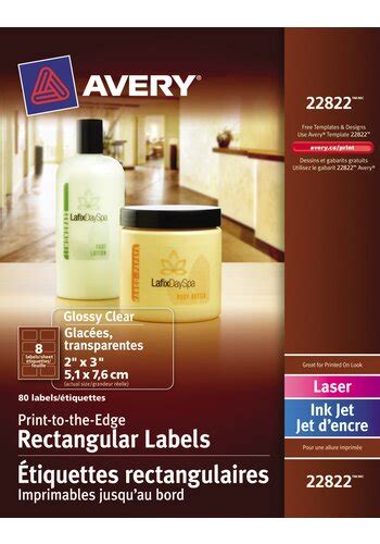 Avery Glossy Clear Rectangular Labels 22822 2 X 3 Print To The Edge