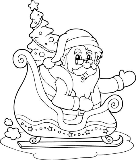 Le Père Noël et son traîneau Traineau pere noel Pere noel Coloriage