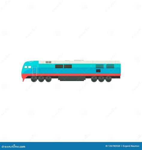 Modern Blue Railway Locomotive Vector Illustration On A White