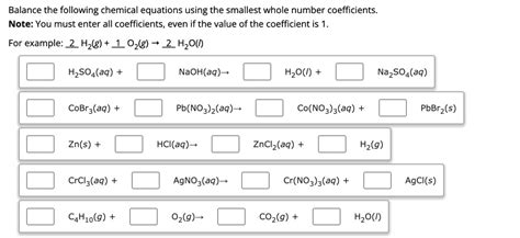 Solved Balance The Following Chemical Equations Using The Smallest