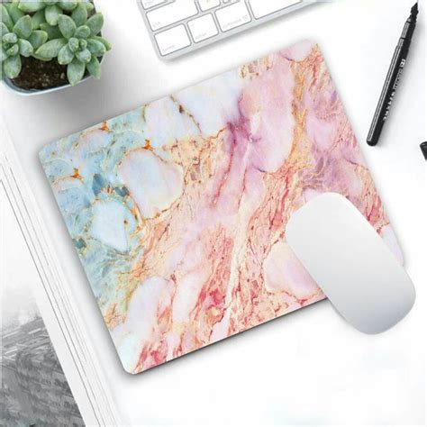 Gaming Mouse Pad With Designspink Blue Purple Marble Non Slip Rubber