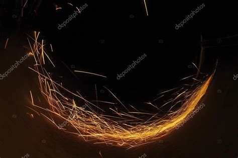 Metal Sawing Hot Sparks At Grinding Steel Material Stock Photo By Pilcas 31387113
