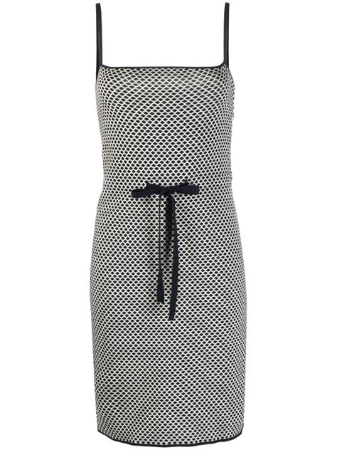 Christian Dior Pre Owned 2010s Geometric Pattern Drawstring Dress Black Farfetch