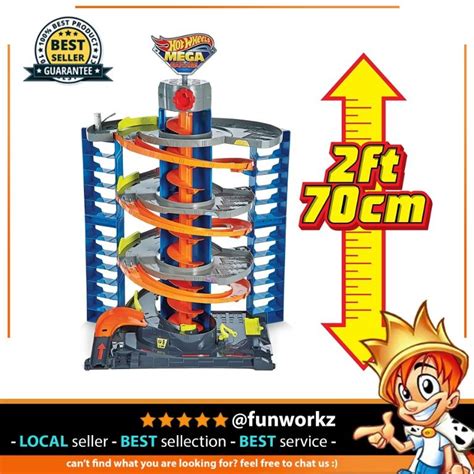 Hot Wheels City Mega Garage PlaySet With Corkscrew Elevator Storage For 60 Cars Includes 1 1