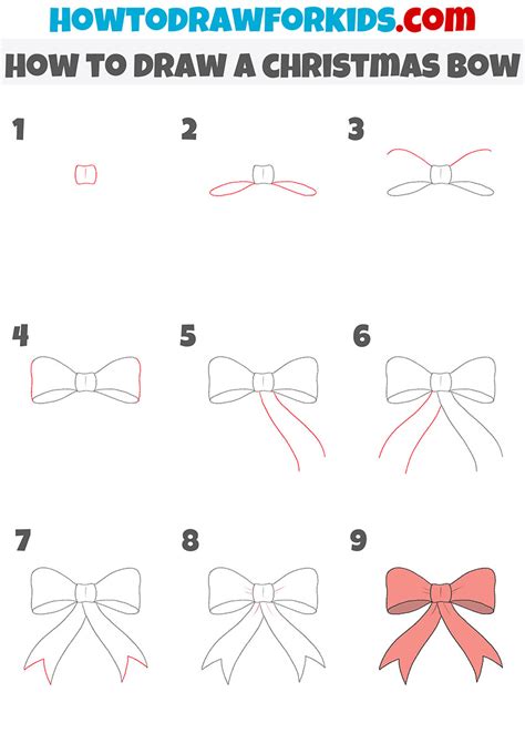 How to Draw a Christmas Bow - Easy Drawing Tutorial For Kids