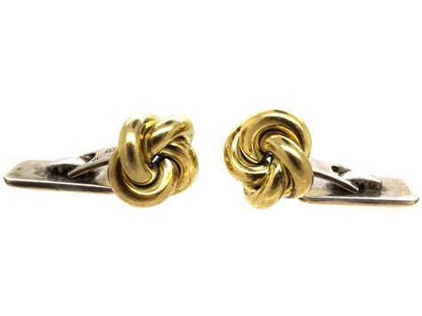 Silver Gilt Knot And Bar Cufflinks 921k The Antique Jewellery Company