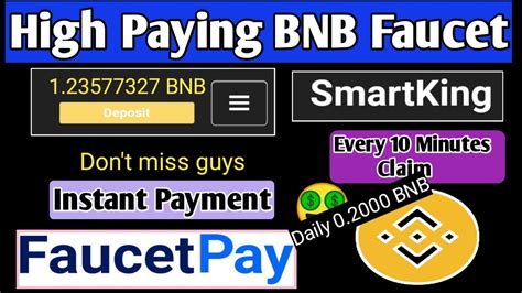 High Paying BNB Faucet Every 10 Minutes Claim Daily 0 20000 BNB