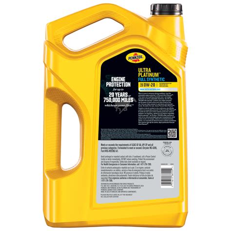 Pennzoil Ultra Platinum 5w 20 Full Synthetic Motor Oil 5 Quart