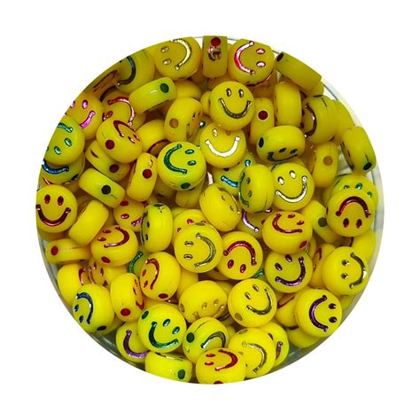 Smiley Perlen für Buchstabenperlen aus Kunststoff gelb Bastelonlineshop24