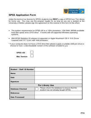 Fillable Online Spss Application Form Bolton Ac Uk Fax Email Print