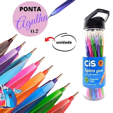 Caneta Spiro 07mm Ponta Agulha Esferografica Cis Glow Unidade Shopee