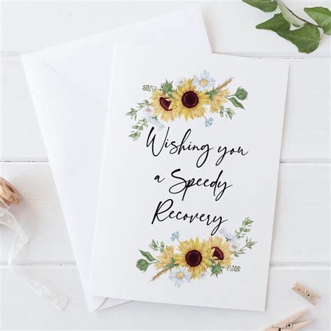 Sunflowers Card Greetings Card For Wishing Speedy Recovery Card For