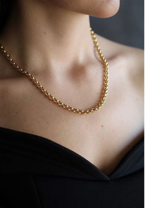 3 5mm Gold Rolo Chain Necklace 14k Solid Yellow Gold Diamond Etsy