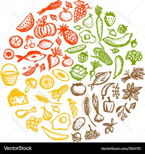 Healthy food background sketch for your design Vector Image