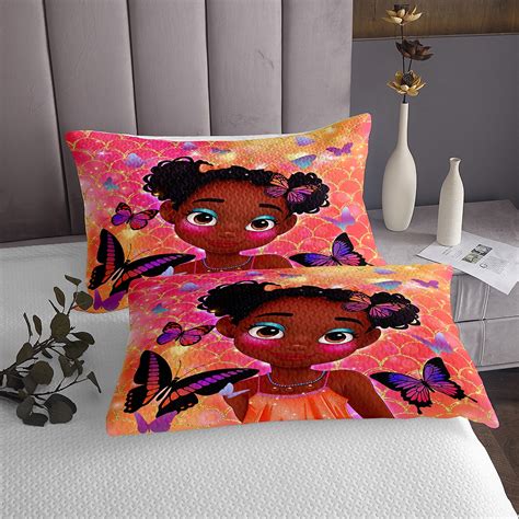 Little Black Girls Quilt Set King American Black Girls Bedspread 3 Pcs For Princess Girls