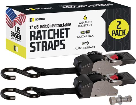 Amazon DC Cargo Bolt On Auto Retractable Ratchet Straps 2 Pack