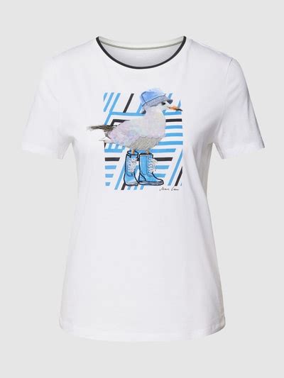 Kup online Marc Cain T shirt z nadrukowanym motywem biały