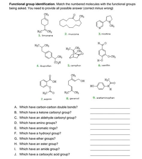 Solved Functional Group Identification Match The Number