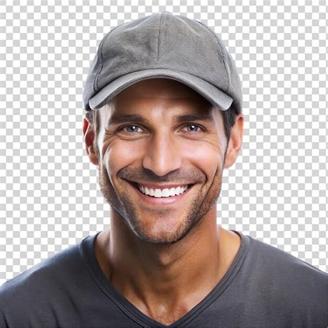 Premium Psd A Man Smiling Wearing Cap Isolated On Transparent Background