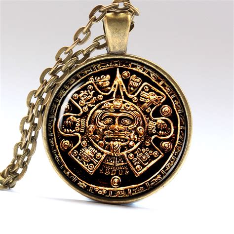 Golden Color Pendant Ancient Jewelry Aztec Necklace By Aimpendants