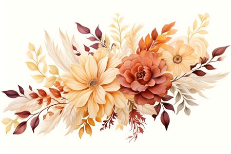 Premium Photo | Floral wreath svg floral wreath vector watercolor floral wreath brown wreath ...