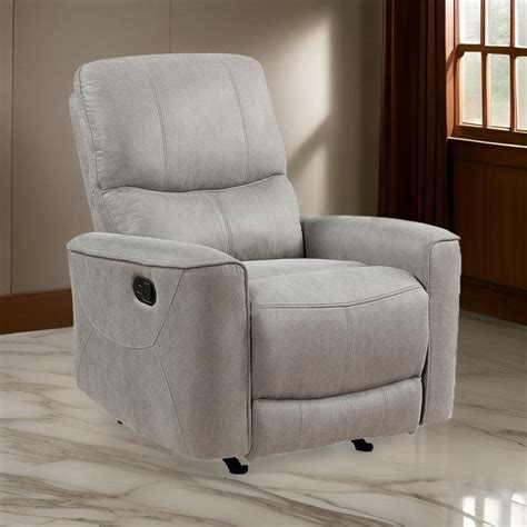 Benjara Gray Tufted Back Microfiber Manual Rocker Recliner Bm