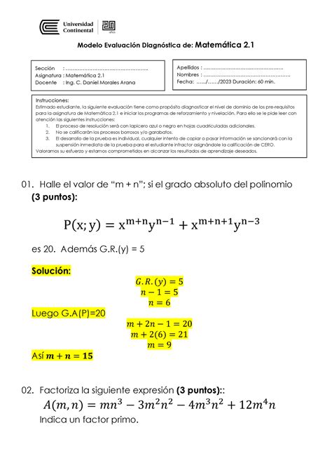 Solucionario De La Eva Diagn Stica B Modelo Evaluaci N