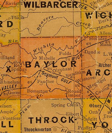 Baylor County Texas With Vintage Maps