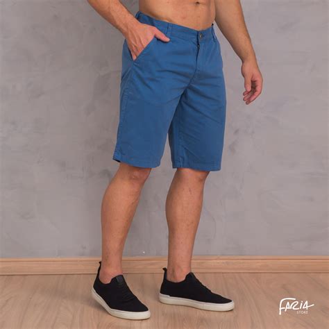 KIT 2 BERMUDAS DE SARJA BRIM MASCULINA AZUL BEGE FRETE GRÁTIS