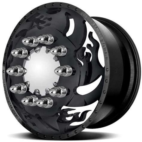 22 5x8 25 American Force Dually FLAME Black Textured Solid HPO Wheels