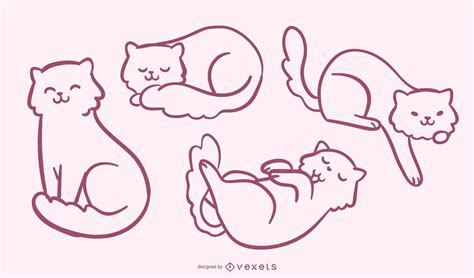 Cute Cat Doodle Set Vector Download