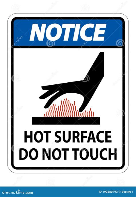 Notice Burn Hazard Hot Surface Do Not Touch Symbol Sign Isolate On White Background Vector