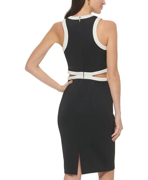 Calvin Klein Womens Colorblocked Cutout Sheath Dress Macys