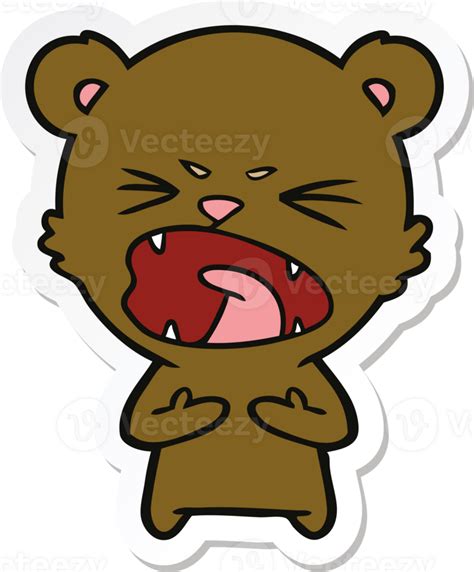 Sticker Of A Angry Cartoon Bear 38937142 Png