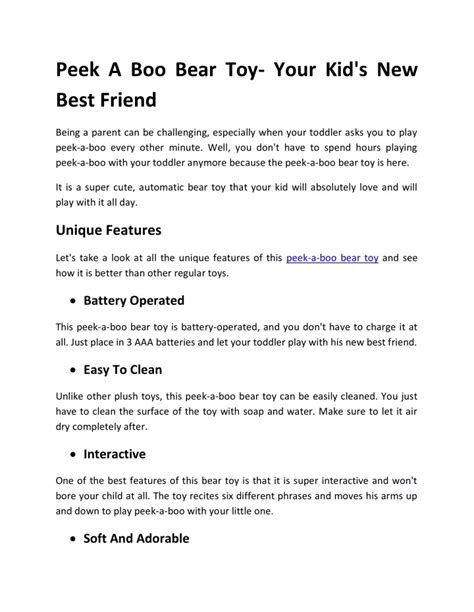 Ppt Peek A Boo Bear Toy Your Kids New Best Friend Powerpoint