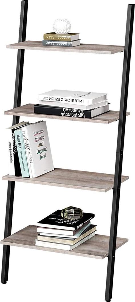 VASAGLE Staande Plank Ladderrek Wandplank Met 4 Niveaus Boekenplank