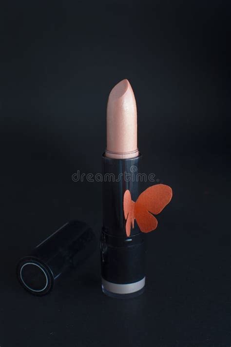 Batom Do Nude No Fundo Preto Foto De Stock Imagem De Forma Bordo