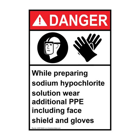 Vertical While Preparing Sodium Hypochlorite Sign ANSI Danger Chemical