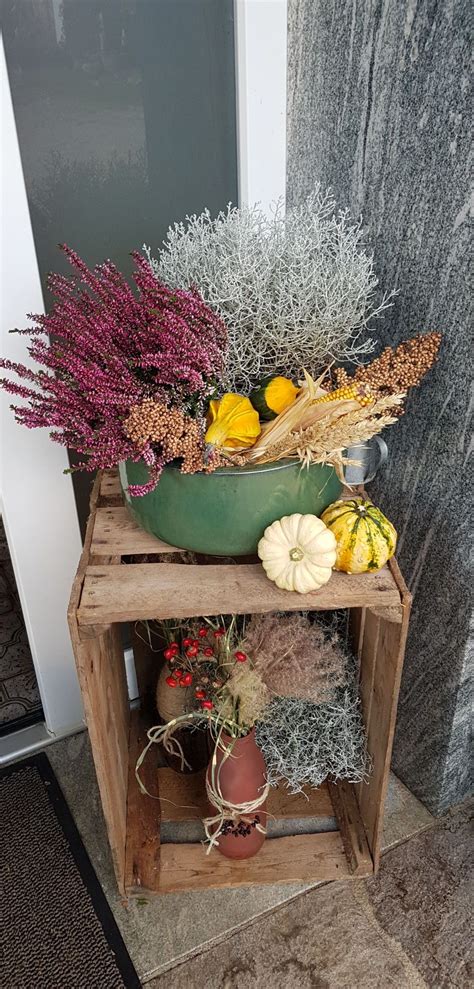 Herbstdeko Hauseingang Haustüre DIY Autumn Vintage Herbst