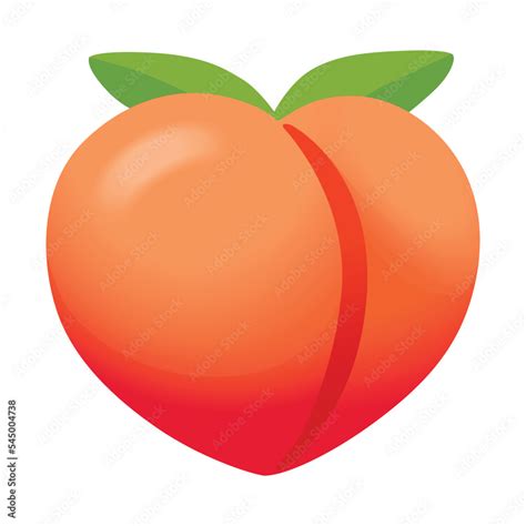 Peach Flat Vector Emoji Isolated Fleshy Pinkish Orange Fruit Of The