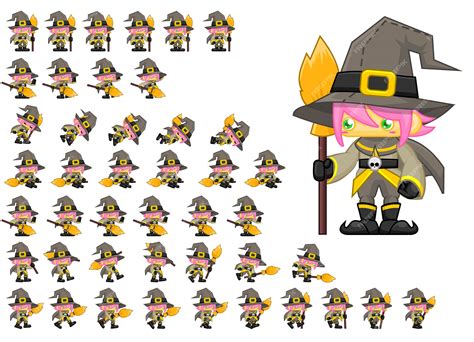 Premium Vector Cute Witch Game Sprites