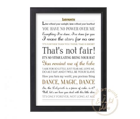 Labyrinth Quotes Print - Movie Quote Wall Art