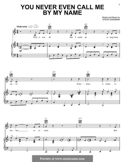 You Never Even Call Me By My Name by S. Goodman - sheet music on MusicaNeo