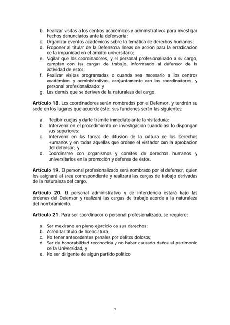 Reglamento De La Defensoria De Los Derechos Humanos Y Universitarios Pdf