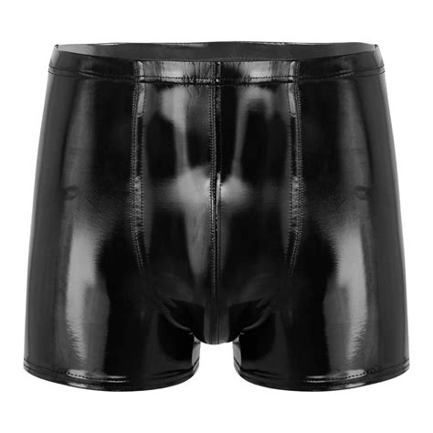 YONGHS Men S Leather Boxer Briefs Low Rise Pouch Trunks Underwear Panties Bikini Board Shorts