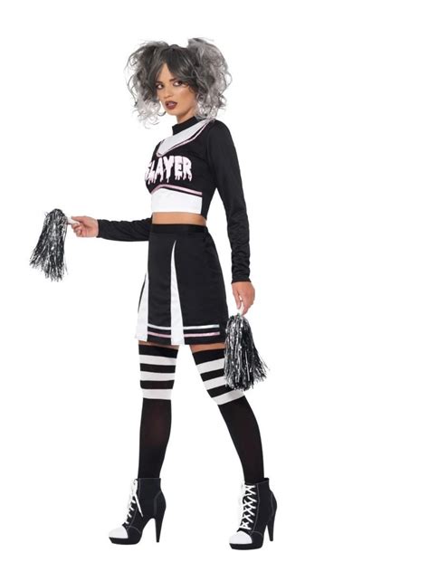 42 Black And White Fever Gothic Cheerleader Women Adult Halloween