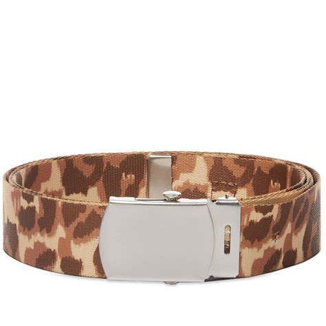 Acne Studios Ayani Leopard Webbing Face Belt Pale Orange Brown End